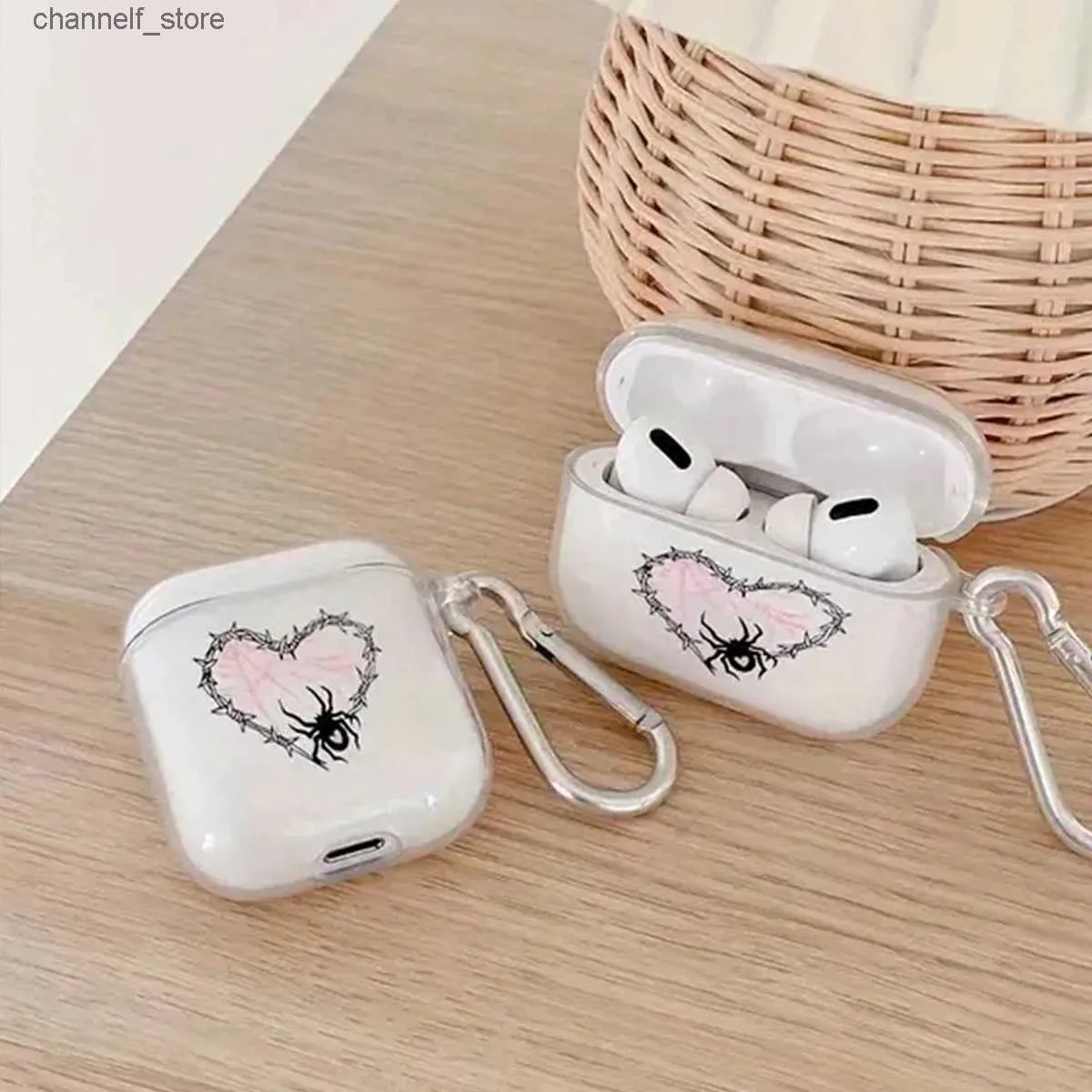 Akcesoria słuchawkowe różowy pająk love airpods case Pro 2 3 Case Wysoka jakość słuchawek bezprzewodowych AirPods Wzór obudowy z kluczowym pierścieniem240322