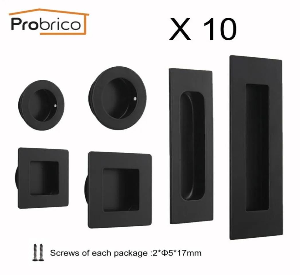 Probrico 10pcs Flush Recessed Handles Black Cabinet Door Hidden Pulls Drawer Knob Sliding Door Handle Finger Pull Door Hardware T22766483