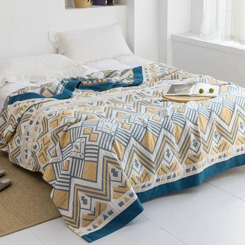 Coperte Stile bohemien Asciugamano di garza di cotone Coperta di mussola Morbido plaid per adulti Sul divano letto Aereo Copriletto da viaggio Arazzo