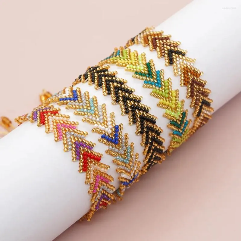 Strand Mosengkw Niche Design Minumalist Style Miyuki Miyuki HandMade Woven Rainbow Arrow Flowers