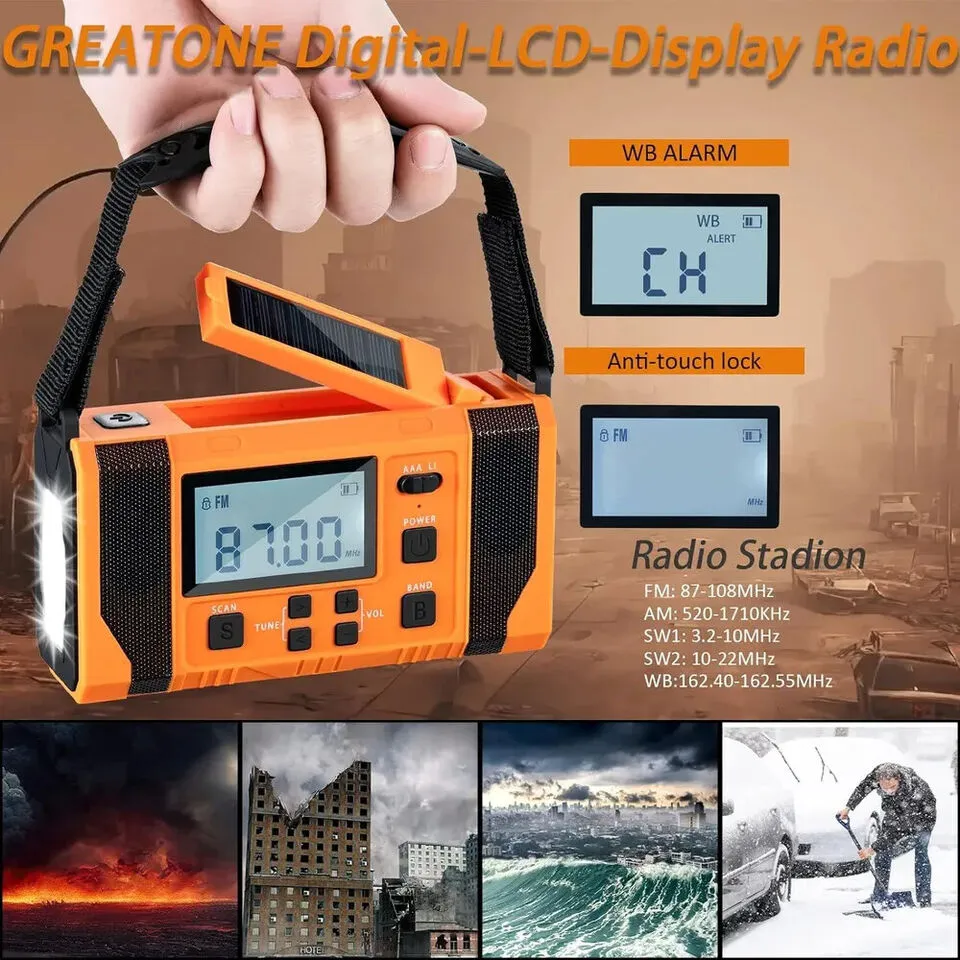 Solar Disaster Prevention Multifunctional Radio, Manual Power Generation
