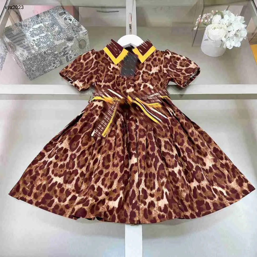 Fashion designer kids clothes girls dresses Waist design skirt Princess dress Size 90-150 CM Sexy leopard print baby frock 24Mar