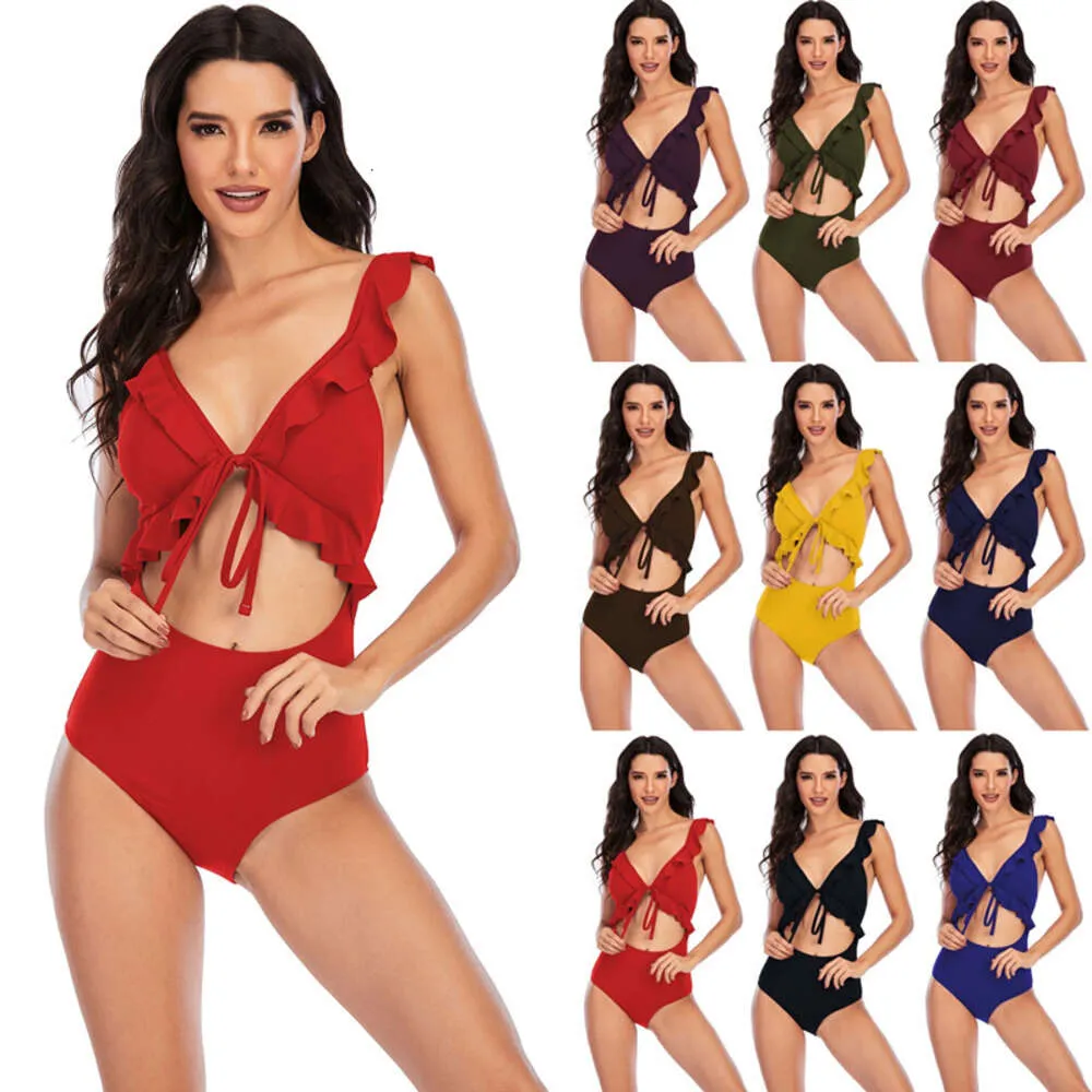 designer swimsuit women bikini sets bikini solid color flash lace up multicolor one-piece swimsuit for women