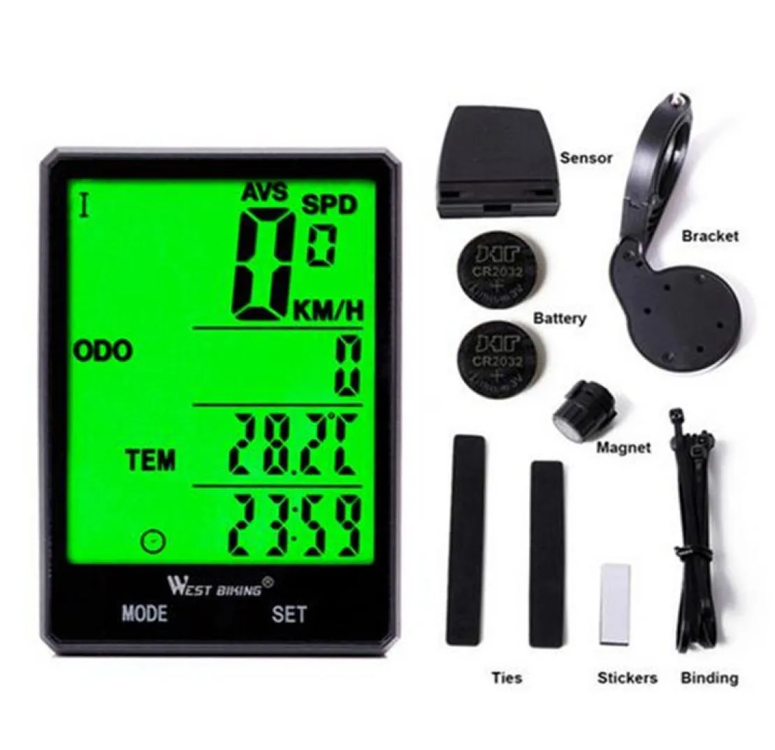 WEST BIKING Computer da bicicletta GPS wireless Grande LED Sn Tachimetro da ciclismo Contachilometri Cronometro Orologio Impermeabile Velocità digitale Accessori bici MTB3526992