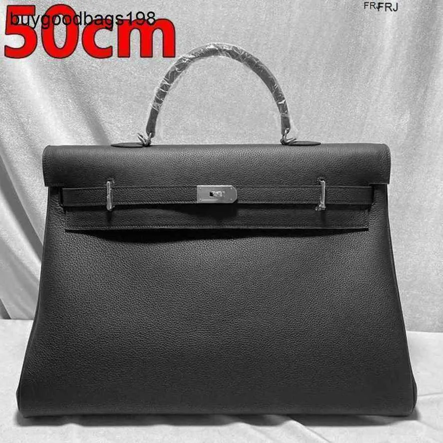 Bolsa de designer 50cm grande couro real capacidade oneonone viagem mão masculina tem logotipo e1q0