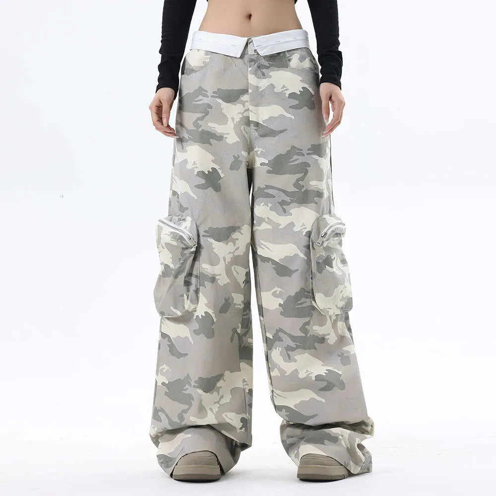 Camouflage werkbroek met ritszak voor heren buitensporten Camouflage wijde pijpen casual rechte trend