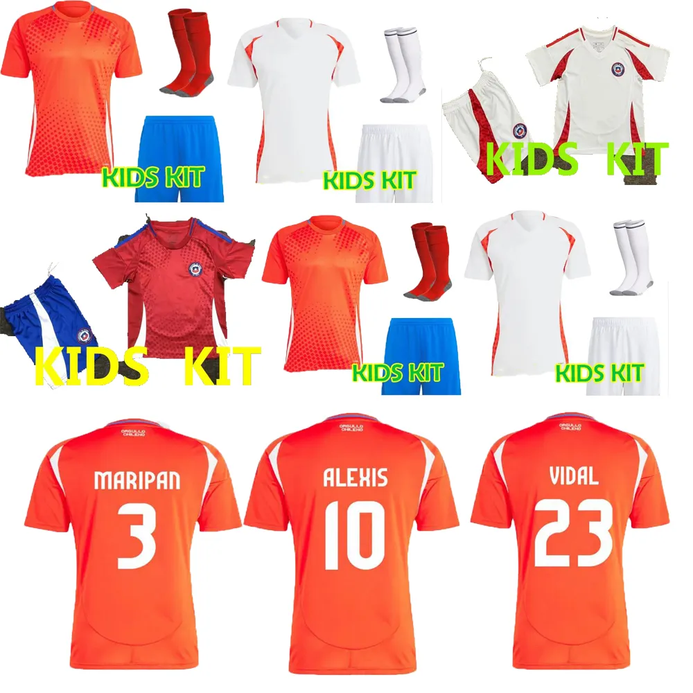 2024 2025 De Chile Kids Soccer Jerseys Assadi 24 25 Guerrero Diaz Fernandez Vidal Alexis Medel Valdes Mendez Suazo Brereton Aravena Football Shirt