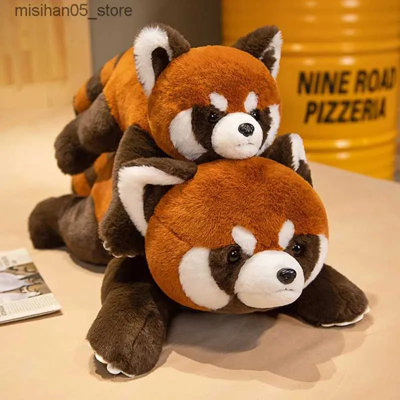 Poupées en peluche Raton laveur faune forêt animal poupée en peluche remplissage panda rouge assis et couché en peluche comme un véritable cadeau d'invocation d'enfant Q240322