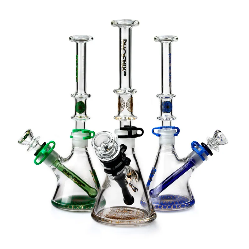 Phoenixstar Glass 7mm 두께 Beaker Bong Dab Rig Bubbler Water Pipes Bubbler Bong Heady 흡연 공장 도매 구축