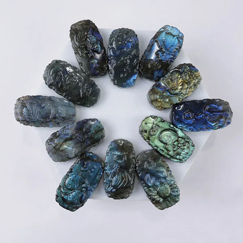 Labradorite naturelle signes astrologiques du zodiaque spécimen Talisman Protection spectrolite Quartz cristal pierre précieuse horoscope sculpture pierre de poche cadeau d'anniversaire