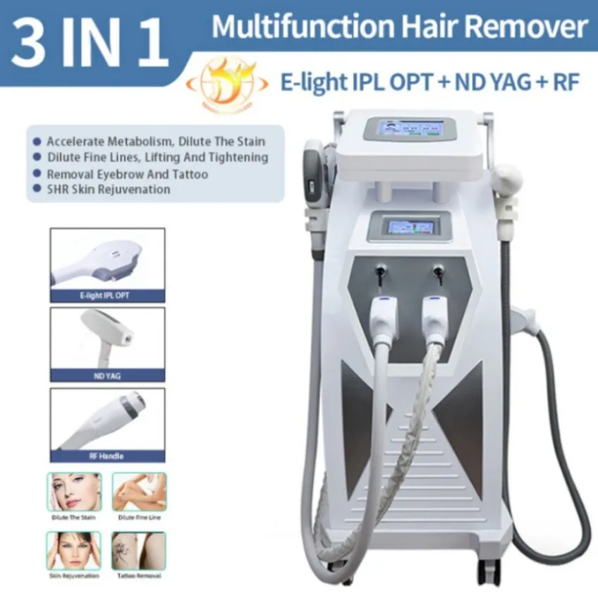 Multi-Functional Beauty Equipment Bouble Screen 4 In 1 Elight Hair Removal Laser Opt Tattoo Acne Pigment Wrinkle Vascular Skin R437