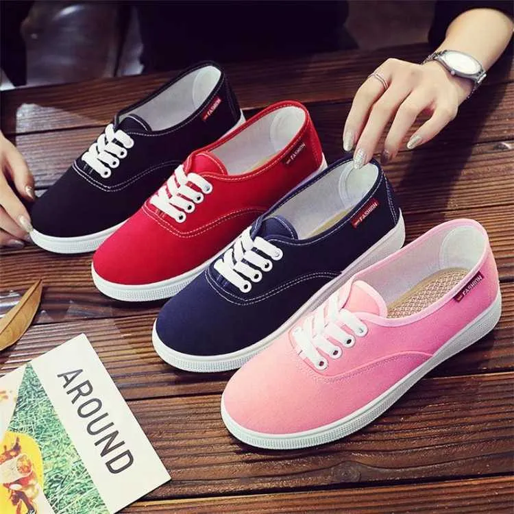 HBP Non-Brand free sample new design ladies casual shoes women lace up canvas shoes