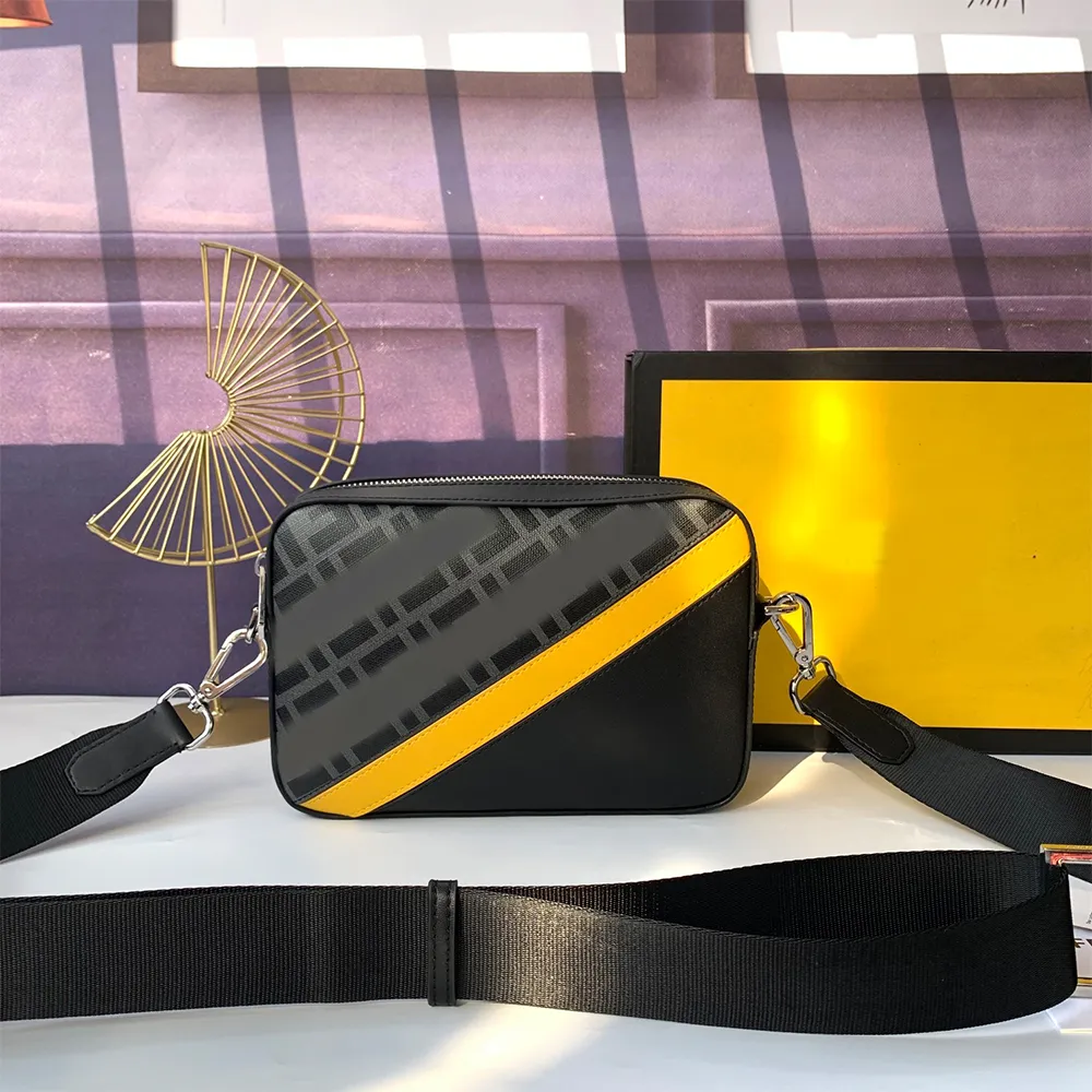 Sacs à bandoulière design hommes de luxe noir avec fermeture à glissière jaune corps croisé de haute qualité F7M0286 sac à main décontracté à la mode D0073