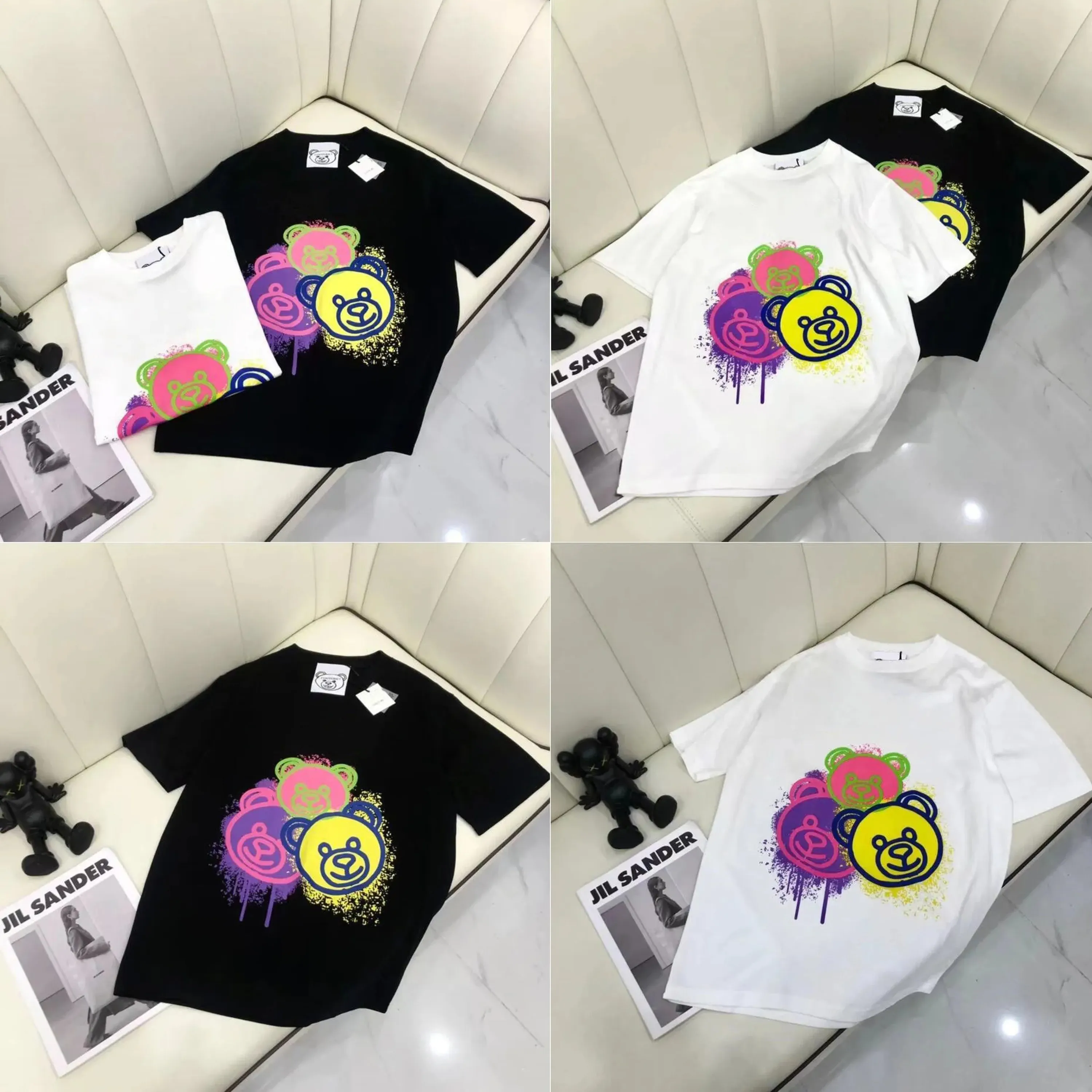 T-shirt de créateur de mode pour femmes T-shirt de mode Alphabet Bear Imprimer à manches courtes Femmes de luxe Casual Wear Tops T-Shirt Vêtements