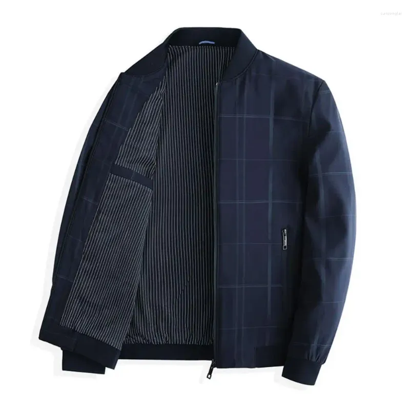 Jaquetas masculinas homens casaco elegante outono inverno com fecho de zíper gola manga longa jaqueta casual para comprimento médio cardigan olhar