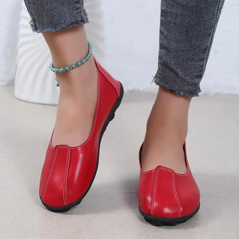 Casual Shoes 2024 Spring and Autumn Women's Fashion Flat Round Toe Toe Mouth Large Non Slip Mom gravid 36-43