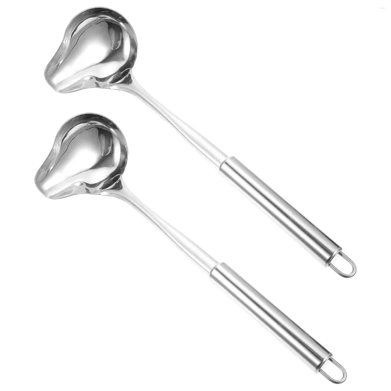 Spoons 2 Pcs Stainless Steel Sauce Spoon Soup Serving Kitchen Gadget Long Handle Mini Scoops