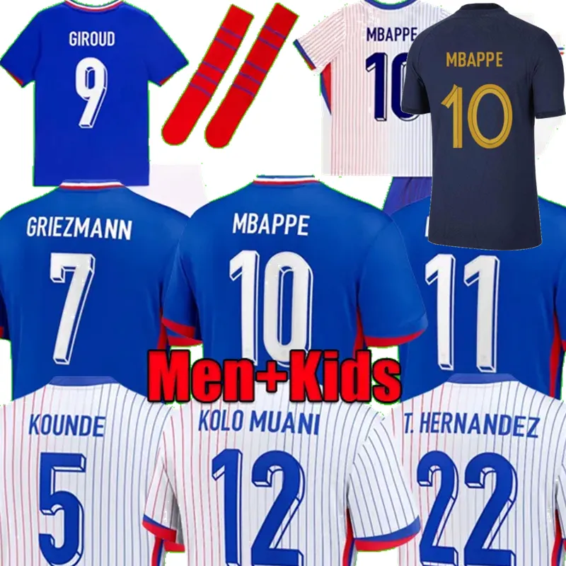 Mbappe French Soccer Jerseys 22 2023 2024 2025 Zaire-Emery Giroud Griezmann Tchouameni Kolo Muani Coman Saliba Thuram Camavinga Frances Football Men Kids Shirt 4xl