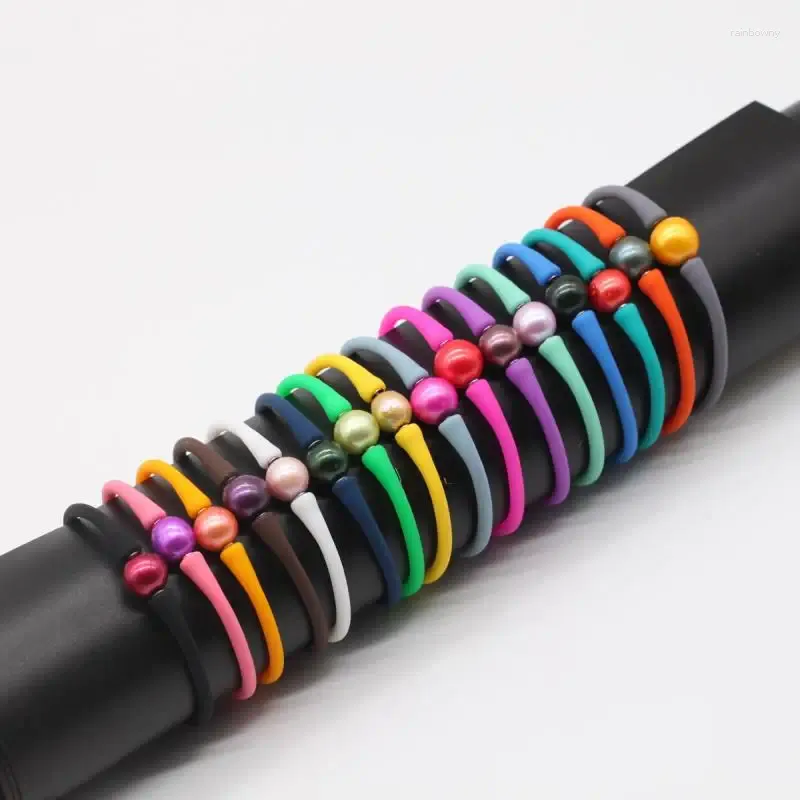 Link Armbänder Bunte Frauen Stretch Seil Edison Perle Zucht Süßwasser Elastische 28 Farben Perlen XK21