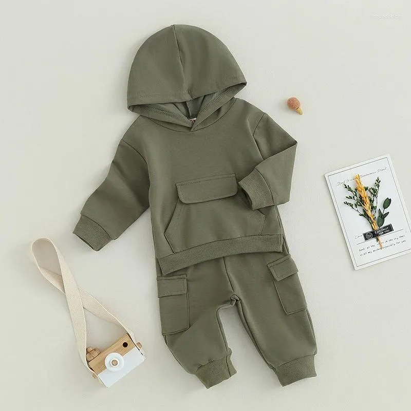 Ensembles de vêtements pour bébés garçons, tenues à manches longues, sweat à capuche avec taille élastique, pantalons de survêtement pour nourrissons, vêtements d'automne et d'hiver