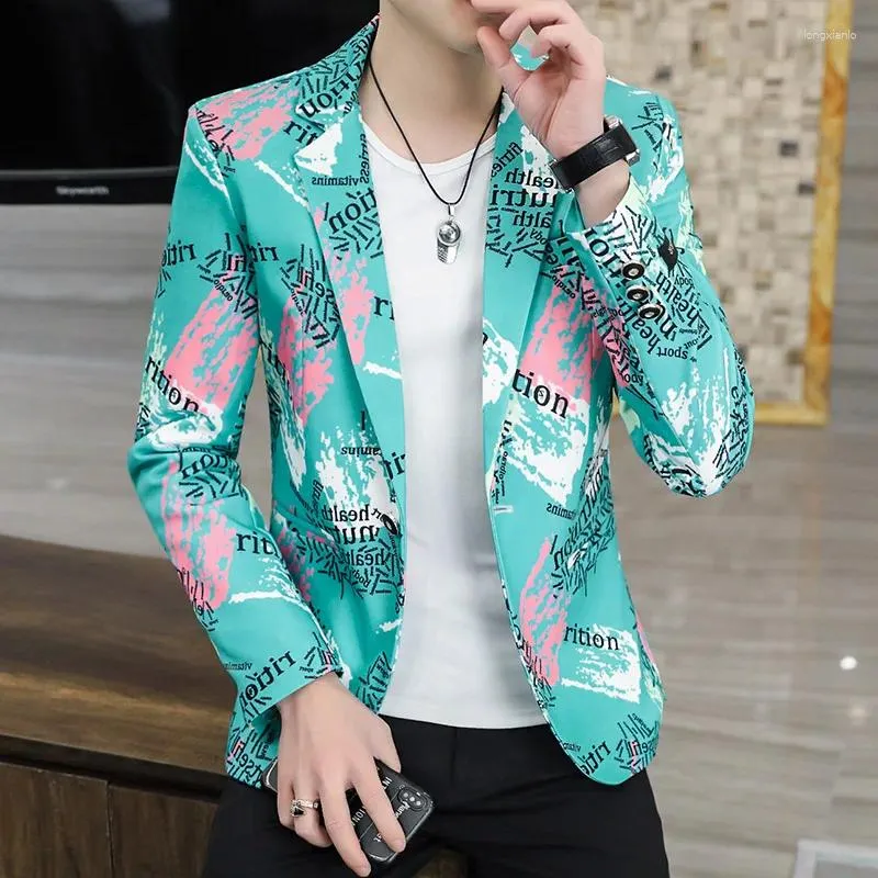 Herenpakken Letters Print Jeugd Trend Blazer Hombre Casual Designer Herenkleding Mode Kwaliteit Gemakkelijk te onderhouden Slim Fit Terno Masculino