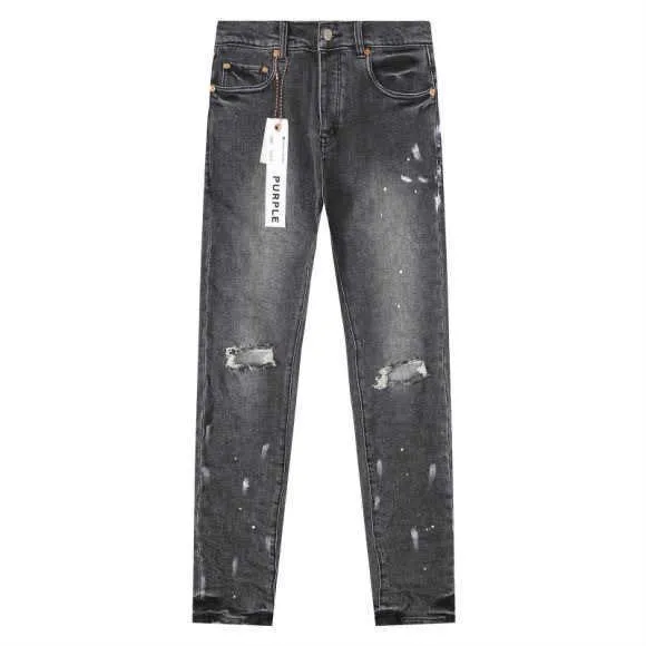 Lila Jeans Herren neue elastische Slim-Fit-Sommer-Trend-Freizeithose mit geradem Bein