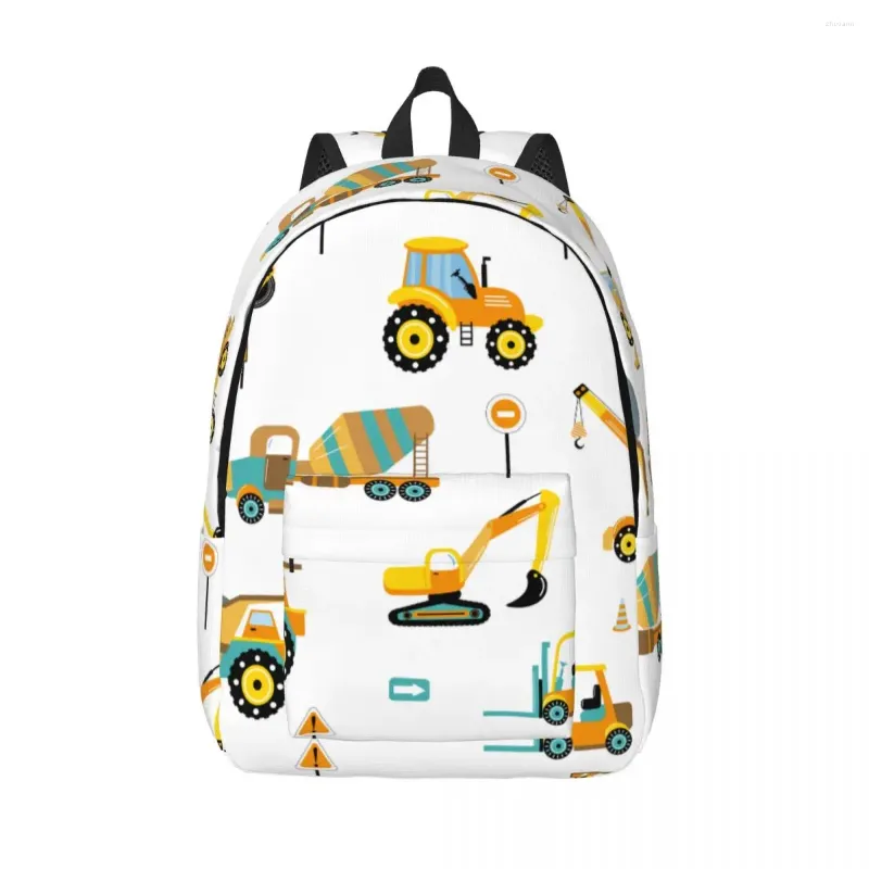 Backpack Laptop Unique Construction Tractors School Bag Durable Student Boy Girl Travel