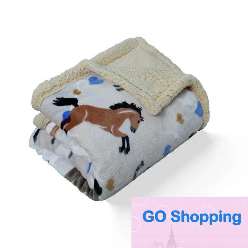 Lux Printed Flannel Lambswool Blanket Double-Sided Fleece Blanket Winter Warm Nap Blankets Office Blankets Wholesale