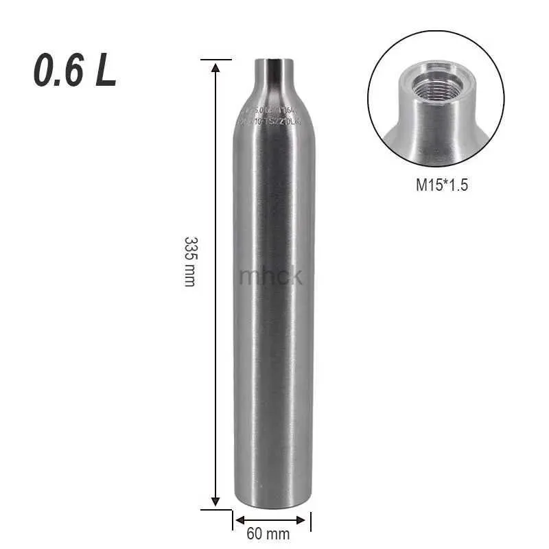 Барные инструменты, пустой 0,6 л, алюминиевый баллон с воздухом CO2, безопасный взрывозащищенный баллон для наполнения бутылки газировки высокого давления, цилиндр M15 * 1,5 240322