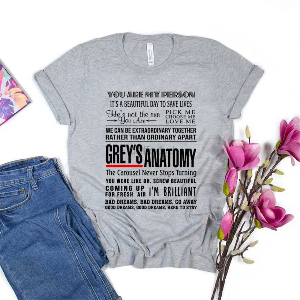 T-shirt femme Greys Anatomy Shirt Greys Anatomy Quotes T-shirt You Are My Person Shirt C'est une belle journée pour sauver des vies 240322