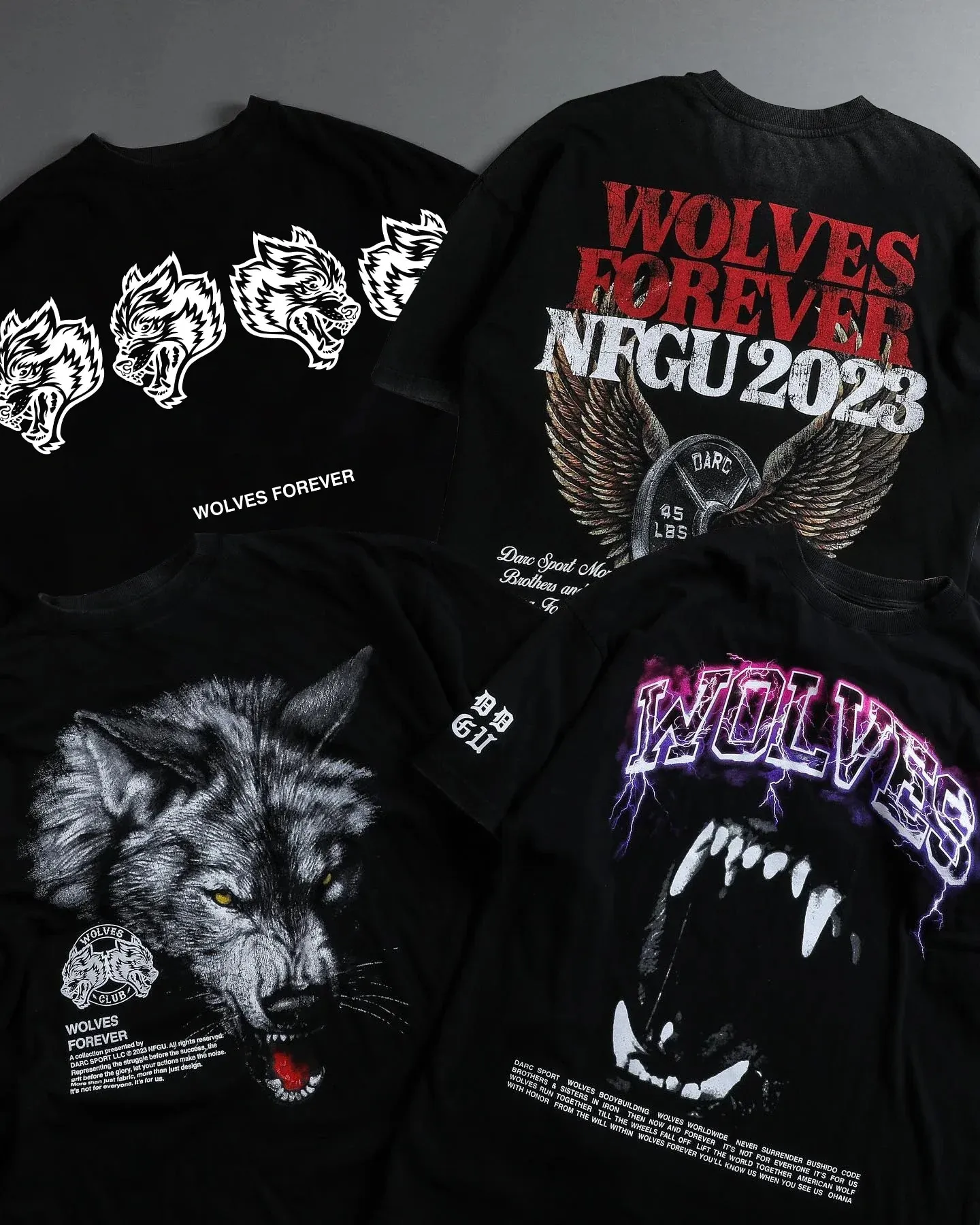 Darcs Wolves Gym Fitness T-shirts Oversized Bodybuilding Cotton High Quality Women Men Clothing Graphic Top Tees Workout US Size Sportwear Shirts