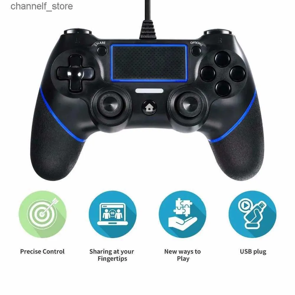 Game Controllers Joysticks For PC/ Slim/ Pro Compatible computer PC Handle With Dual Vibration USB Gamepad Wired Controller Playstation 4 ControllerY240322