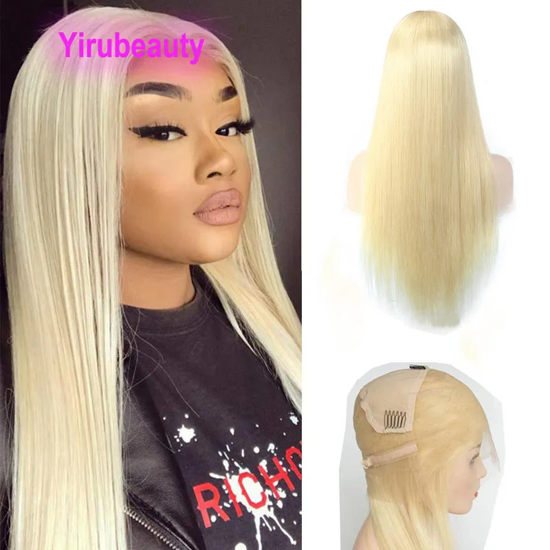 Full Lace Wigs 150% Density Indian Human Hair Body Wave 613 Color Blonde Straight Virgin Hair Mink Yirubeauty Wig Silky Straight