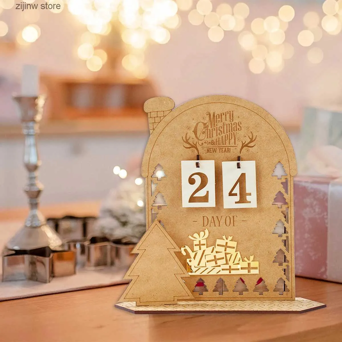 Kalender julgran nedräkning kalender hjort snögubbe hjort kalender firande evenemang familje skrivbord dekoration gott nytt år gåva y240322