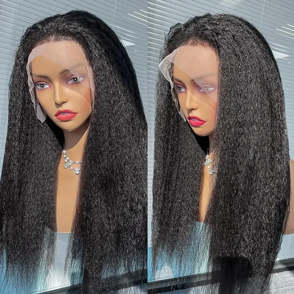 Lace Front Pruiken Kinky Rechte Menselijk Haar Pruik HD Transparante Yaki Rechte Kant Frontale Menselijk Haar Pruiken voor Vrouw Menselijk Haar