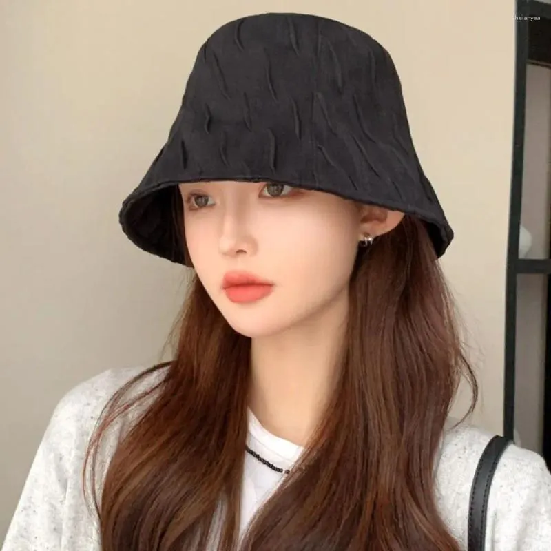 Bérets Summer Sunscreen Bucket Hat Casual Dacron Style mince Casquette de plage Protection solaire Panama Femmes Filles