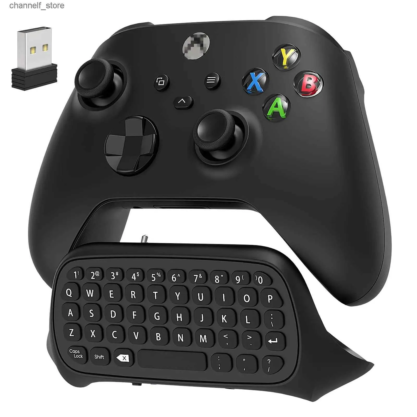 게임 컨트롤러 조이스틱 컨트롤러 Xbox 시리즈 X/S/ONE/ONE S 무선 chatpad 게임 3.5mm 오디오 Jacky240322가 포함 된 USB 수신기가있는 무선 채팅 패드 게임