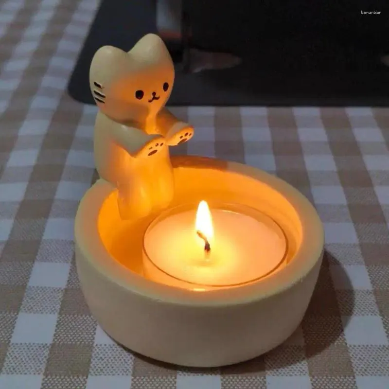 Candle Holders Kitten Holder Cartoon Warming Its Paws Cute Scented Valentine's Day Gift Ornaments Decoration 2024