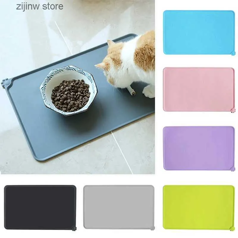 kennels pens Silicone waterproof pet mats are used for dogs cats pet food mats pet bowl beverage mats dog feeding mats portable outdoor feeding mats Y240322