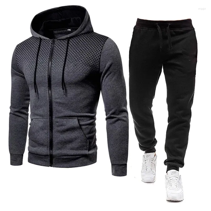 Men's Tracksuits 2024 Spring And Autumn Sports Leisure Polka Dot Zipper Suit Casual Fashion Hoodie Jacket Youth Fitness Sportswear