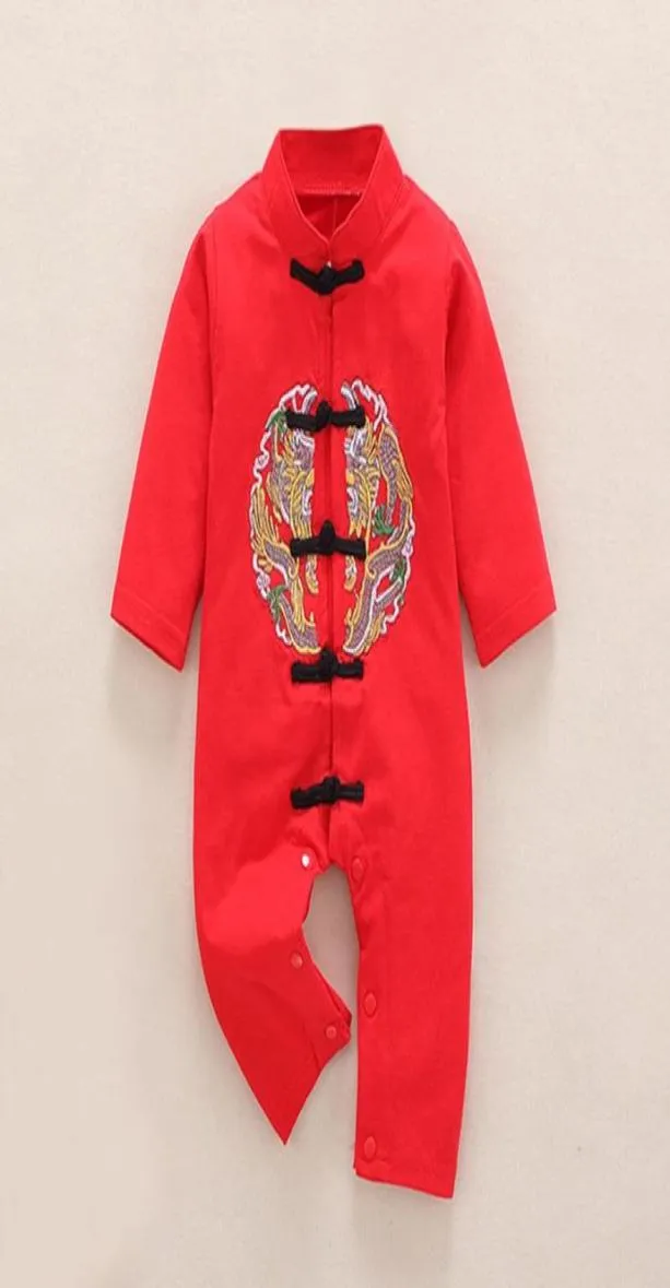 Overalls Chinesische Taste Tang Anzüge Jahr Baby Kleidung Langarm Junge Geburtstag Strampler Rot Festival Kleidung 024M4169013