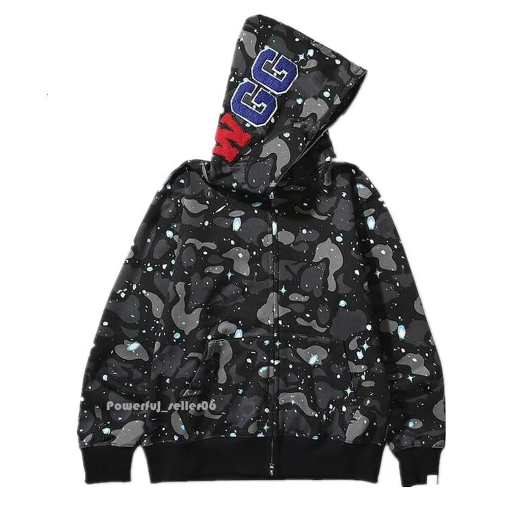 Bapesta Hoodie Herren Sportswear Hoodie Jacke Jogger Pullover Fleece Rundhals Schwarz Hip Hop 8453