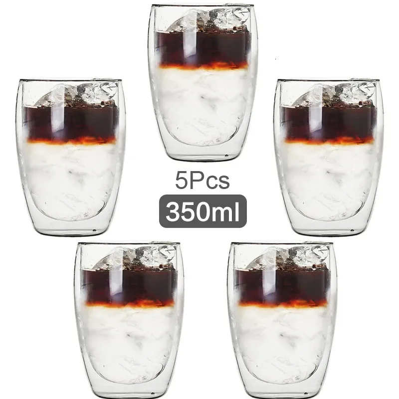 350 ml podwójny szklany szklany kubek przezroczysty ręcznie robiony ciepło odporny na herbatę Puchar mini whisky kubek 100 Centij Espresso kubek 240319