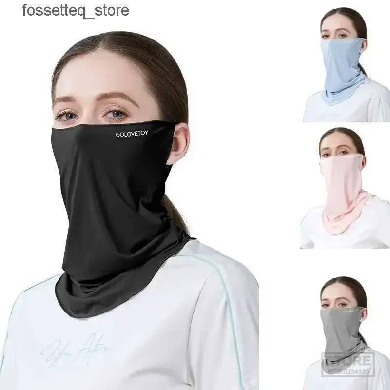 Mode ansiktsmasker nacke gaiter is silk solskyddsmedel mask kvinnor sommar uv snabb torkning ansiktsmask halsduk andas andn hals skyddande cykel ansikts ansiktsmask l240322