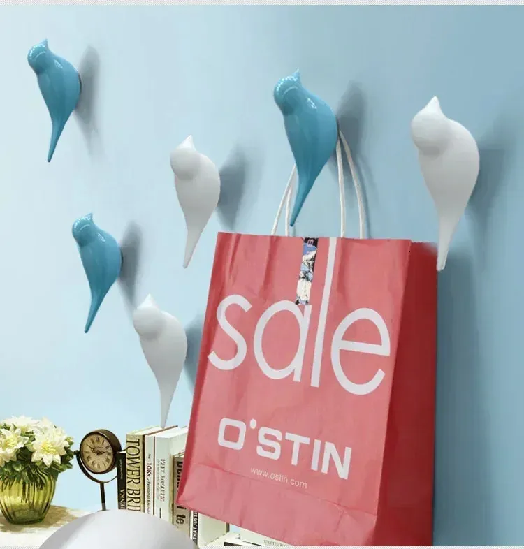 3D Creative Wall Hooks Bird Decoration Hook Cute Harts Home Decorekorativ sovrum Dörrkläder Handduk Handväska Hållare 240314