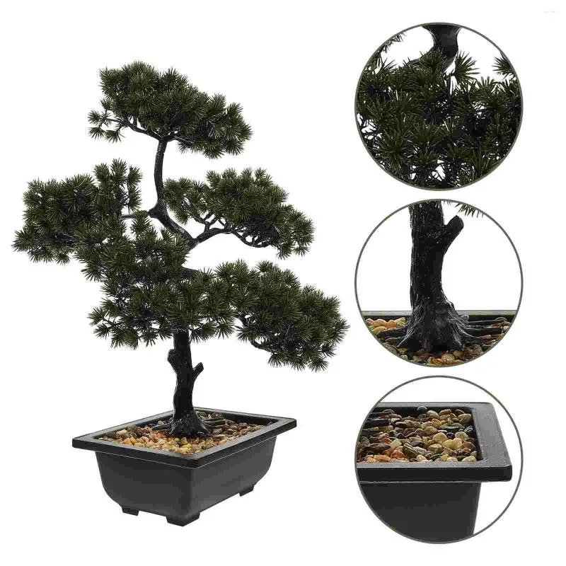 Dekorativa blommor Fake Simulation Welcome Pine Bonsai Tree Plant Pot Faux Plants For Table Office Decor Man