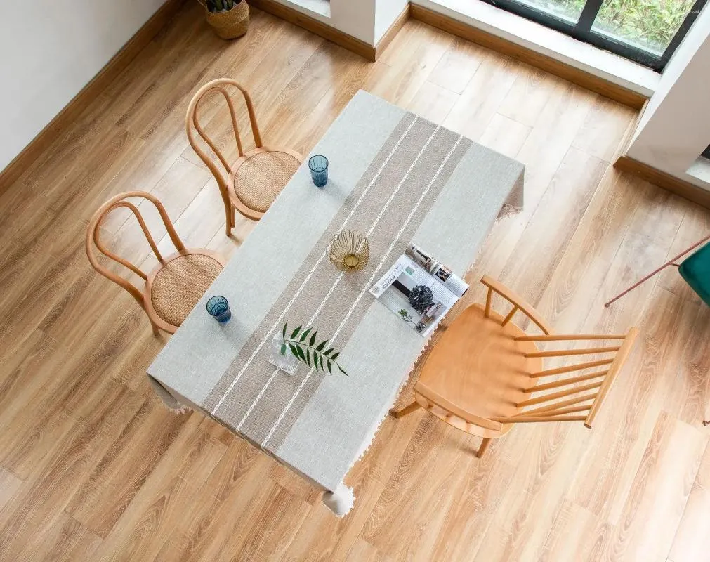Toalha de mesa impermeável toalha de mesa bordada serapilheira franja de linho