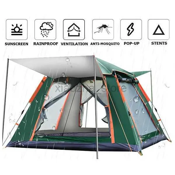 Tents and Shelters Windproof Fully Automatic Tent Quick Speed-open Large Camping Tent Instant Setup Rainproof Double Deck Sun Shelter 240322