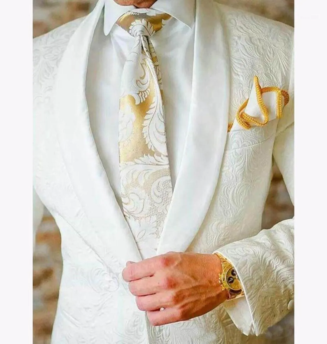 Smoking paisley bianchi groomsmen abiti da sposa per uomo abito da uomo su misura stile britannico slim fit blazer da uomo 2 pezzi8650525