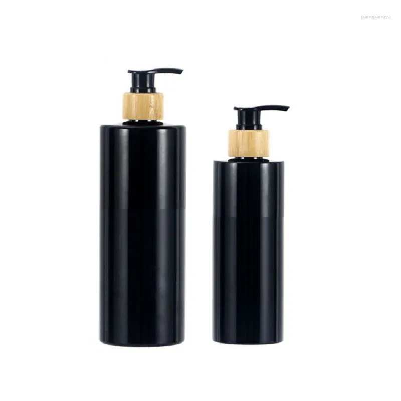 Butelki do przechowywania 15pcs okrągłe luksusowy czarny biały przezroczysty mróz pusty plastikowy balsam do zwierząt kosmetyczny szampon 300 ml 500 ml